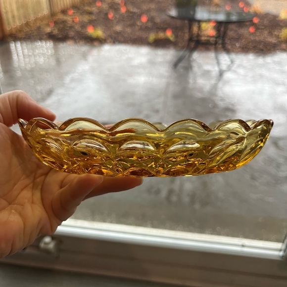 Vintage amber indiana glass gold divided candy dish x 2 - Picture 3 of 5